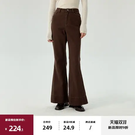 omont蛋挞家 复古喇叭牛仔裤子2023秋冬新款高腰修身显瘦长裤女图片
