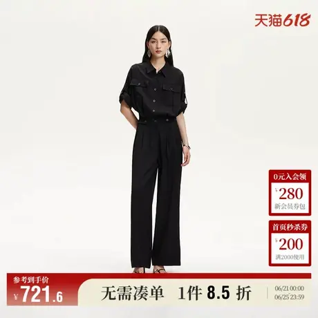 6.6上新Vero Moda连体裤女2025夏季新款翻领工装裤型高腰休闲裤图片