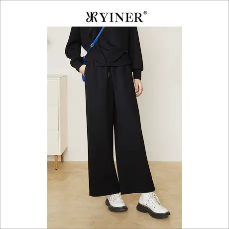 YINER音儿女装2022春季新款简约垂感阔腿休闲裤图片