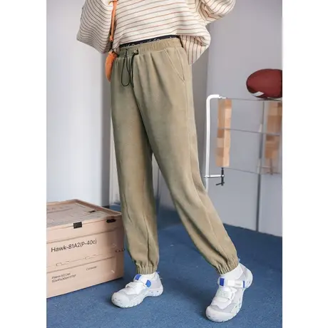 尔给显瘦裤子女秋冬2022新款休闲运动裤束脚卫裤小个子灯笼裤图片