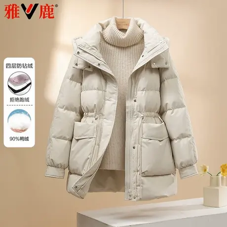 雅鹿2024新款羽绒服女中长款冬季加厚休闲小个子韩版女款潮流外套图片