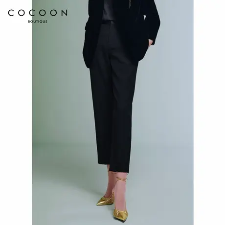 可可尼COCOON商场同款2024秋新款气质中高腰设计锥形裤休闲裤女装图片