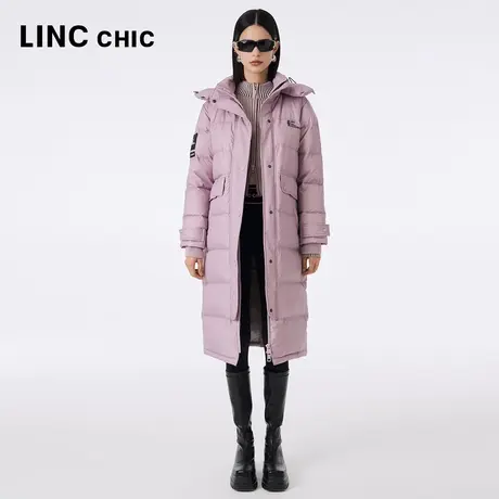 LINCCHIC金羽杰2023秋冬新品潮酷连帽动感长款加厚面包服羽绒服女图片