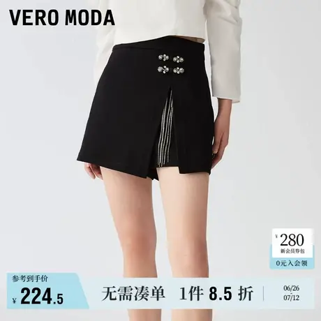 Vero Moda奥莱牛仔短裤女夏季新款高腰不规则A摆气质优雅裙裤子图片