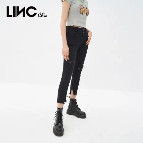 商场同款LINC金羽杰2023年秋季新款弹力修身高腰铅笔裤小脚裤女图片