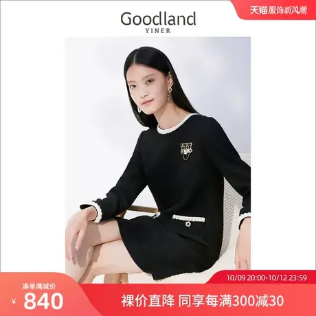 【小香风】音儿美地女装2022冬季新款重工赫本风针织连衣裙图片