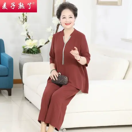 妈妈夏装两件套装裙减龄洋气高贵上衣服阔太太中老年人女装40岁50图片