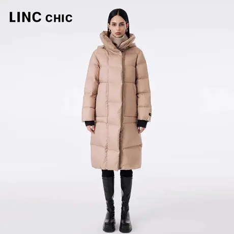 LINCCHIC金羽杰2023秋冬新品设计感连帽长款加厚面包服羽绒服女图片