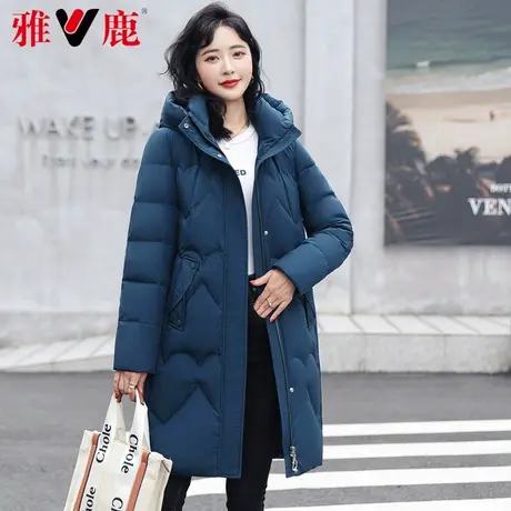 雅鹿羽绒服女中长款2022冬季新款休闲宽松保暖加厚白鸭绒外套高端图片