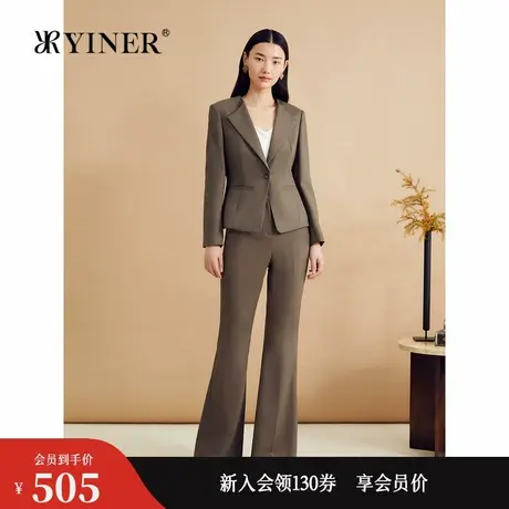 YINER音儿秋季绵羊毛法式微喇长裤职场通勤休闲裤图片