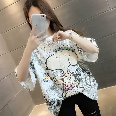 女装2024年新款春季春装纯棉短袖T恤宽松上衣服设计感打底衫爆款图片