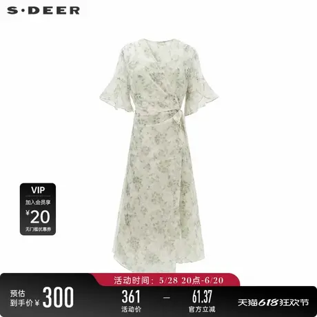 sdeer圣迪奥女装田园风碎花收腰两件套连衣裙S242Z12Q5图片