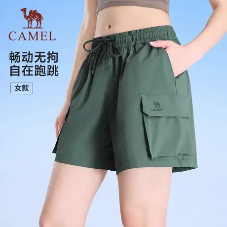 骆驼女装运动速干短裤2025夏季新款透气宽松弹力跑步五分裤子男图片