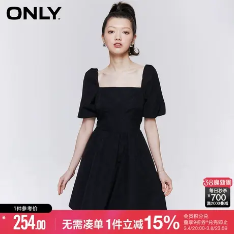ONLY秋季气质方领收腰显瘦小黑裙短款连衣裙女|123207090图片