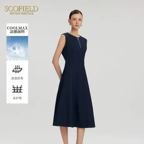 【凉感】Scofield女法式静奢牛仔裙圆领无袖连衣裙2025夏新品图片