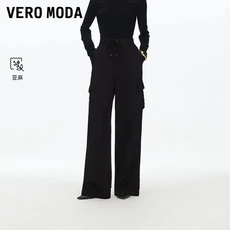 Vero Moda休闲裤2025秋季新款含亚麻抽绳松紧腰头工装裤325347001图片