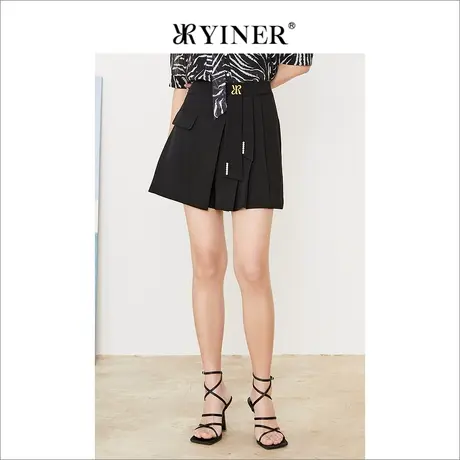 YINER音儿线上专选女装2022夏季通勤风高腰阔腿短休闲裤图片