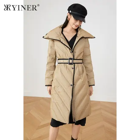 YINER音儿商场同款女装2021冬季新款收腰大翻领加厚羽绒服图片