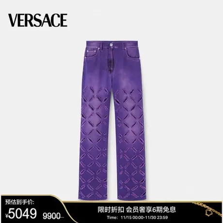【甄选折扣】VERSACE/范思哲  女士美杜莎镂空水洗丹宁牛仔长裤图片