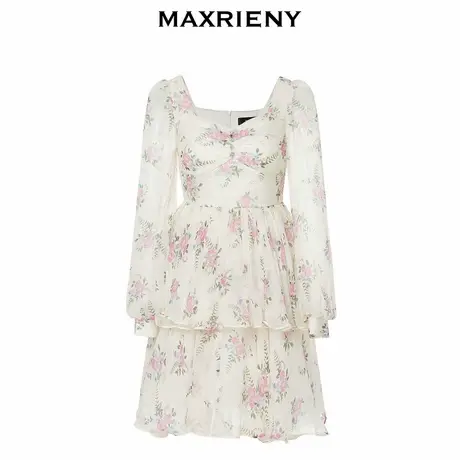 【奥莱】MAXRIENY复古真丝碎花连衣裙桑蚕丝裙子图片