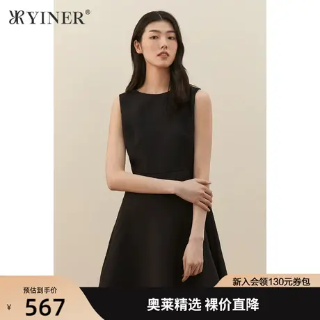 YINER音儿女装2021秋季新款休闲简约无袖连衣裙图片