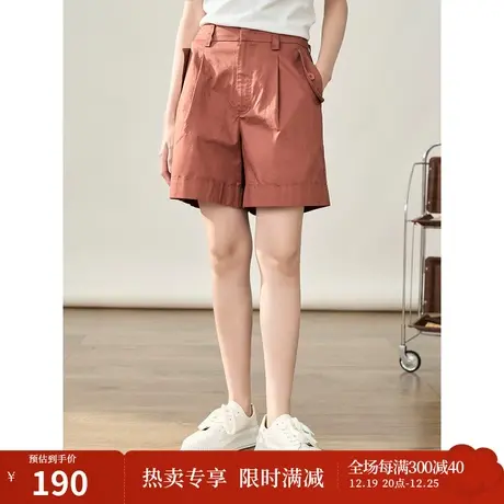 【商场同款】茵曼纯棉裤子2023秋季女装新款松紧腰百搭A字短裤图片