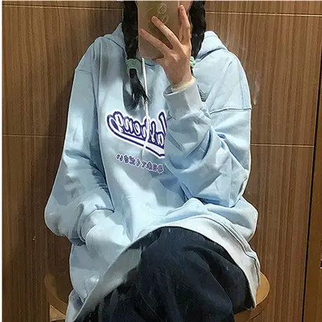 连帽卫衣女宽松韩版ins设计感小众春秋薄款bf慵懒风oversize外套图片