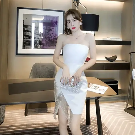 性感晚礼服女2023新款生日派对姐妹团裙子平时可穿宴会抹胸连衣裙商品大图
