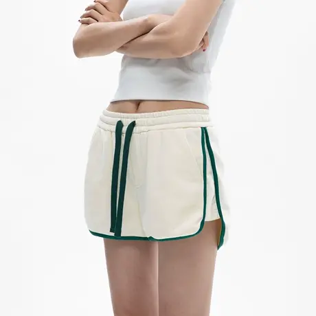 美式撞色抽绳松紧腰短裤女2025夏季新款显瘦A字运动休闲辣妹热裤图片