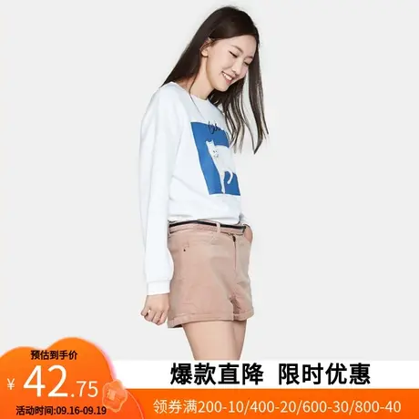 艾格2022夏天新款时尚洋气修身灯芯绒百搭休闲裤短裤女士Y1761图片