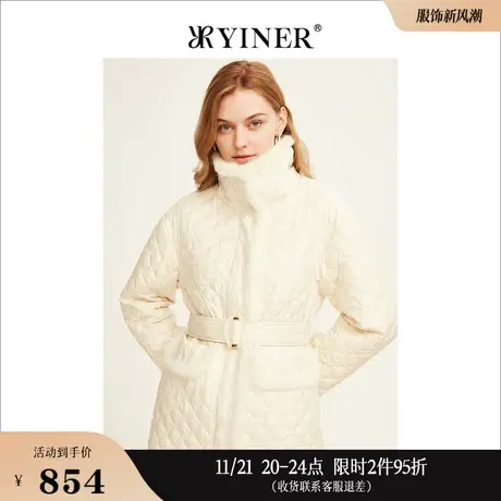【摩登中式】YINER音儿线上专选女装冬季水貂毛边拼接羽绒服图片