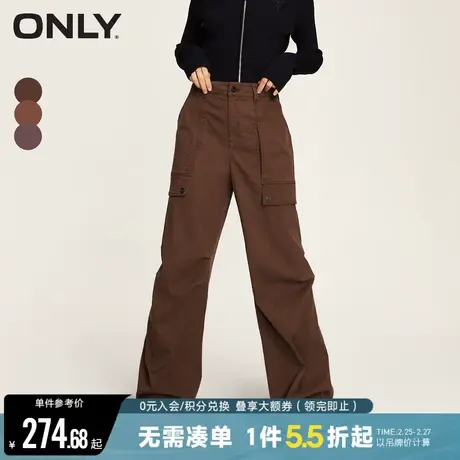 ONLY冬季时尚百搭宽松高腰直筒长裤休闲裤女图片