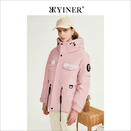 YINER音儿专柜女装2022冬季新款户外短款保暖连帽羽绒服图片