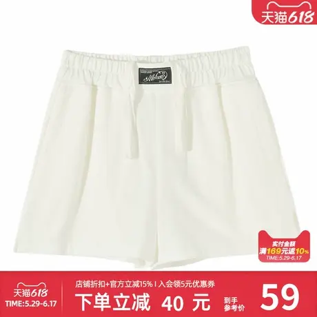美特斯邦威短裤女夏季简约纯色口袋外露宽松抽绳短裤下装图片