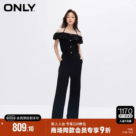 ONLY2023秋季新款时尚收腰显瘦一字肩直筒连体休闲裤女|123344004图片