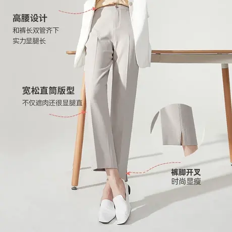 逸阳2024春季新款黑色哈伦裤女宽松直筒高腰显瘦萝卜休闲西装裤子图片