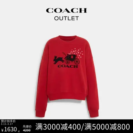COACH/蔻驰奥莱女士兔子和马车图案圆领卫衣图片