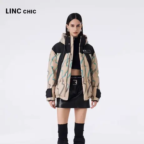 LINCCHIC金羽杰面包羽绒服男女同款2023秋冬新品连帽短款加厚外套图片