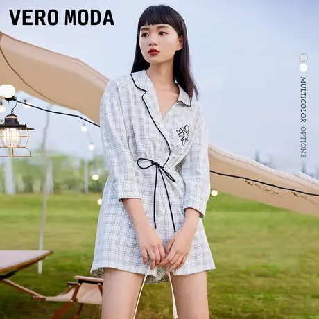 Vero Moda奥莱连体裤秋冬清仓休闲慵懒风廓形格纹高腰短裤子女图片