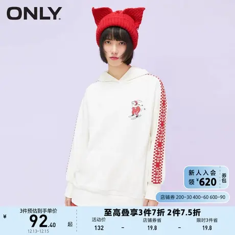 ONLY奥莱夏季滑雪卡通印花休闲宽松连帽套头卫衣女图片