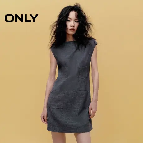 ONLY2025夏季新款通勤气质无袖一字船领实用口袋短裙连衣裙女图片