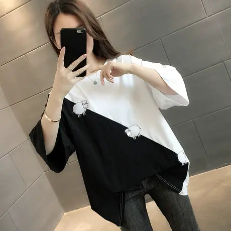 女装2024年新款春季春装纯棉短袖T恤宽松上衣服设计感打底衫爆款图片