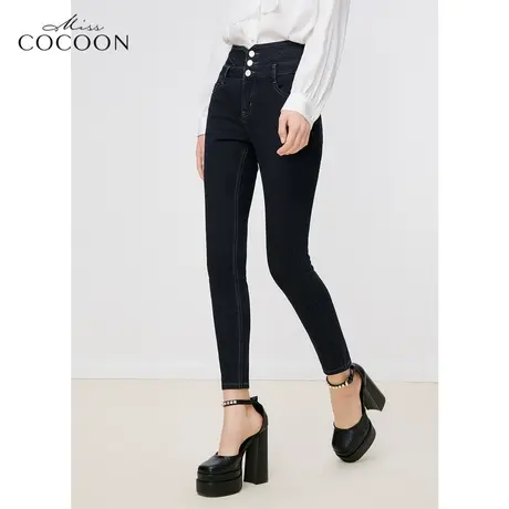 MISSCOCOON弹力紧身牛仔裤女2023新款春季高腰显瘦修身时尚小脚裤图片