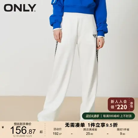 ONLY奥莱夏季运动风棋盘格拼接肌理感直筒休闲裤女图片