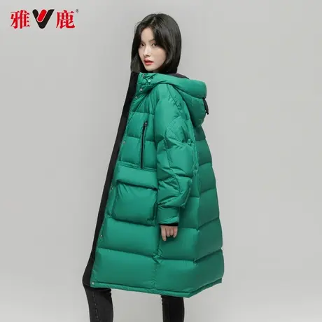 雅鹿羽绒服女款显瘦中长款小个子反季过膝外套气质少女韩版白鸭绒图片