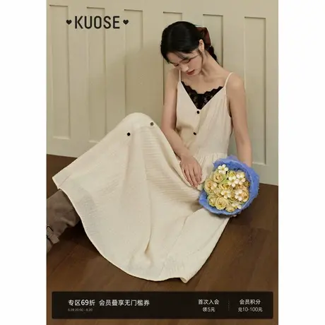 阔色法式吊带连衣裙无袖背心裙新款女2025夏季海边度假收腰长裙子图片