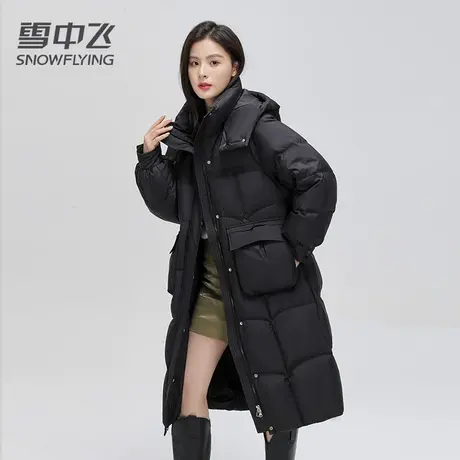 雪中飞羽绒服女2023新款冬季长款过膝高充绒时尚加厚韩版宽松外套图片