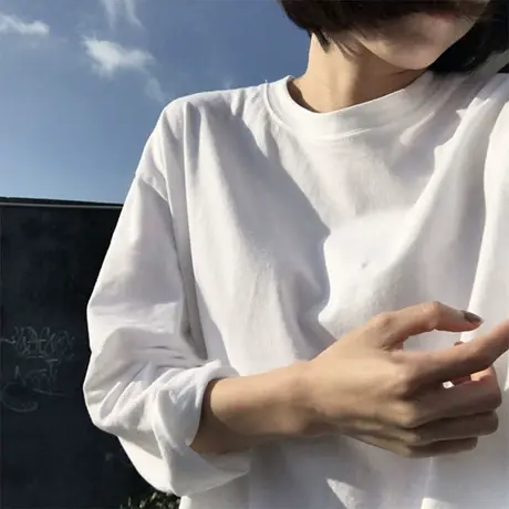 T恤长袖糖果色打底衫女装上衣服2023春秋装新款宽松韩版潮学生ins图片