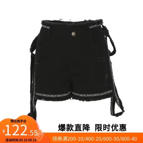 【艾格】休闲牛仔短裤2023春季新品个性百搭破洞毛边女生裤子图片