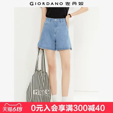 佐丹奴牛仔短裤女新款洗水裤子弧形开叉裤脚中腰牛仔热裤05404317图片